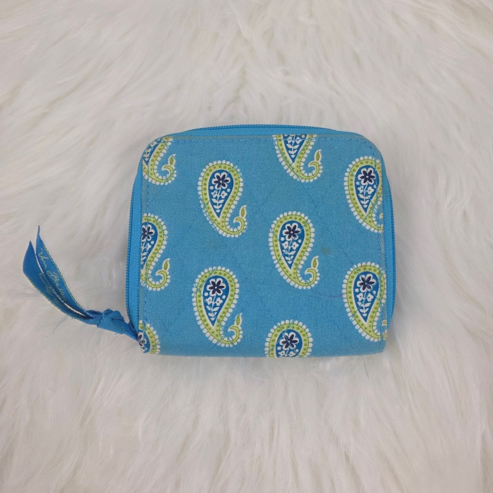Vera Bradley Turquoise and Lime Green Paisley Wallet Pouch - Picture 5 of 6
